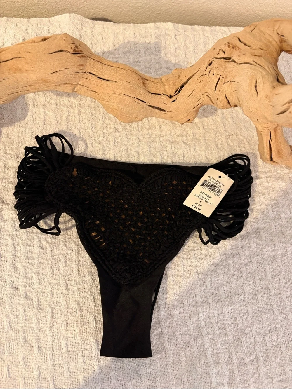 Beach Bunny Black Crochet Heart Bikini Bottoms